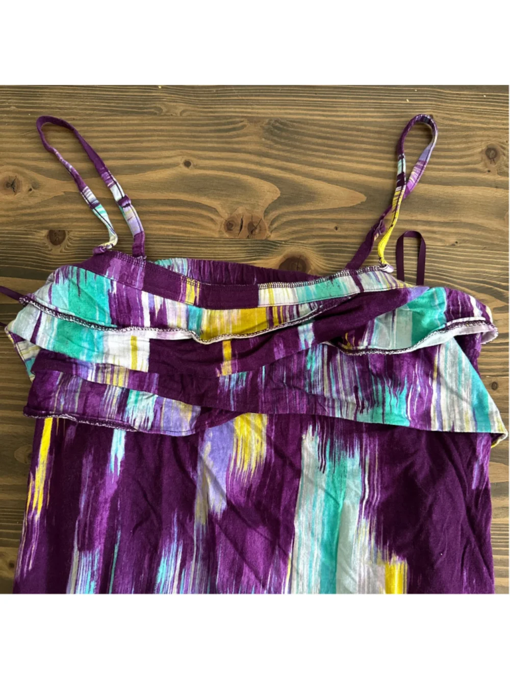 Lane Bryant Women's Tank Top 18/20 Purple Teal Abstract Ruffle Modal Plus Size